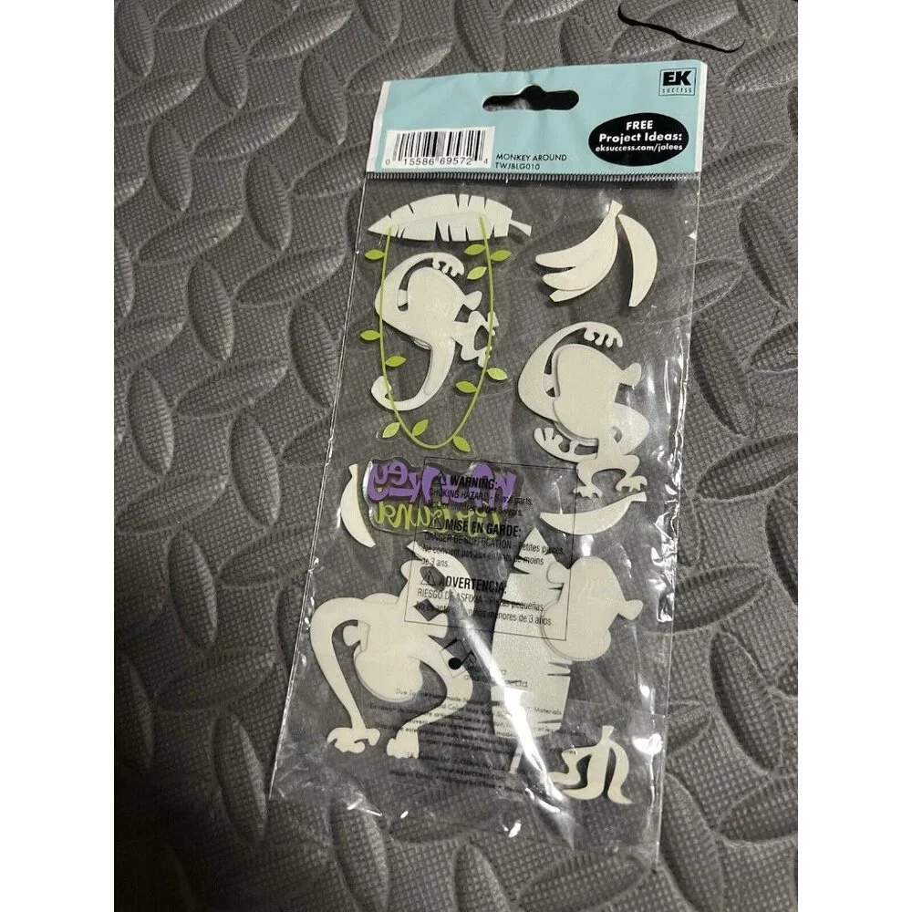 Stickers Monkey Chimpanzee Scrapbook Card Making 3D Monkeys Lot of‎ 3 NIP